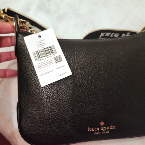 Kate Spade Rosie Black Leather Crossbody With Web Logo Guitar Strap _ NWT - Picture 2 of 8